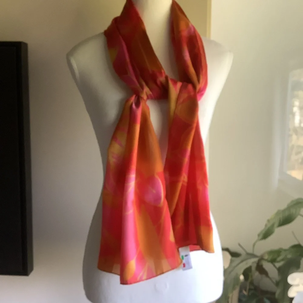 Vibrant Floral Silk Scarf Made in Italy